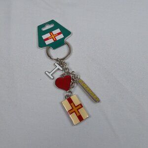 Guernsey Keychain Keyring Collectible Charms Channel Islands Souvenir Heart Flag